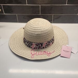 Juicy Couture Straw Sun Hat with Pink Leopard Band